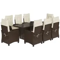 vidaXL Salon de jardin 9 pièces avec coussins Marron Poly rotin