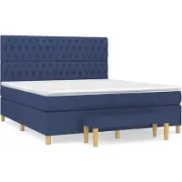 vidaXL Lit boxspring avec matelas bleu 180x200 cm Tissu