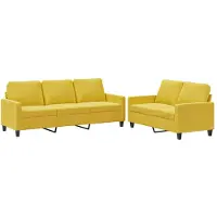 vidaXL Ensemble de canapés 2 pièces avec coussins Velours jaune