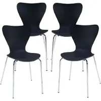 En.casa Chaise de salle à manger 'Essunga' set de 4 bois métal 80 x 48 x 46 cm noir / chrome