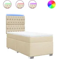 vidaXL Lit boxspring avec matelas Crème 100x200 cm Tissu