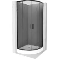 Mexen Rio paroi de douche semi-circulaire 70 x 70 cm, Noir graphite, Noir + receveur de douche Rio, Blanc - 863-070-070-70-40-4710