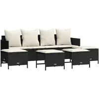 vidaXL Ensemble de salon de jardin 5 pièces avec coussins noir poly rotin