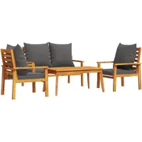 vidaXL Ensemble de salon de jardin 4 pièces avec coussins en bois massif d'acacia