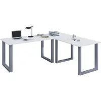 VCM Bureau en bois | Plaine de bureau d'angle | 130x130 | Forme L gauche ou droite | Plaque de table de travail 50 cm en profondeur | Meubles de bureau de table d'ordinateur - Lona U