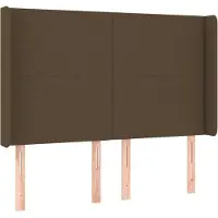 vidaXL Tête de lit avec oreilles brun foncé 147x16x118/128 cm Tissu