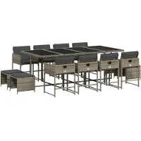 vidaXL Ensemble de jardin 13 pièces avec coussins Gris Poly rotin