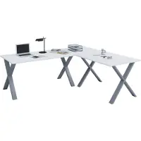 VCM Bureau en bois | Plaine de bureau d'angle | 160x160 | Forme L gauche ou droite | Plaque de table de travail 80 cm de profondeur | Meubles de bureau de table d'ordinateur - Lona X