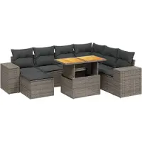 vidaXL Ensemble de jardin canapé 8 pièces avec coussins Gris Poly rotin