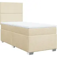 vidaXL Lit boxspring avec matelas Crème 90x200 cm Tissu