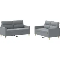 vidaXL Ensemble de canapés 2 pièces avec coussins Tissu gris clair