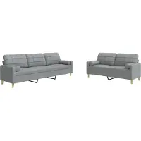 vidaXL Ensemble de canapés 2 pièces avec coussins décoratifs Tissu gris clair