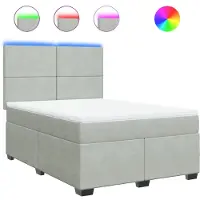 vidaXL Lit boxspring avec matelas gris clair 140x190 cm velours