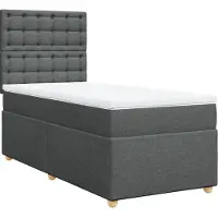 vidaXL Lit boxspring avec matelas gris foncé 90x190 cm Tissu