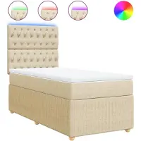 vidaXL Lit boxspring avec matelas Crème 90x200 cm Tissu