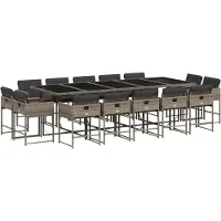 vidaXL Ensemble de jardin 15 pièces avec coussins Gris Poly rotin