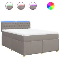 vidaXL Lit boxspring avec matelas Taupe 140x200 cm Tissu