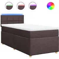 vidaXL Lit boxspring avec matelas brun foncé 100x200 cm Tissu