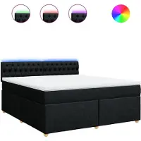 vidaXL Lit boxspring avec matelas noir 180x200 cm Tissu