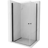 Mexen Pretoria Duo cabine de douche avec porte battante 90 x 80 cm, Transparent, Noir - 852-090-080-70-00-02