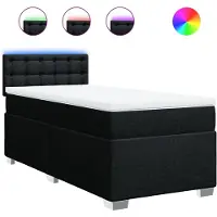 vidaXL Lit boxspring avec matelas noir 80x200 cm tissu