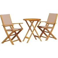 vidaXL Ensemble Bistro 3 pièces taupe tissu et bois massif