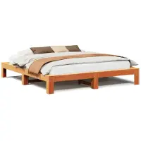 vidaXL Lit en bois massif sans matelas pin brun cireux 200x200