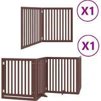 vidaXL Porte pour chien 6 pièces avec porte Pliable Marron 480 cm Bois de peuplier