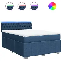 vidaXL Lit boxspring avec matelas bleu 160x200 cm Tissu