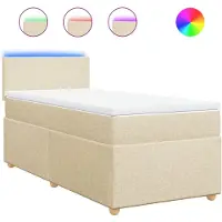 vidaXL Lit boxspring avec matelas Crème 100x200 cm Tissu