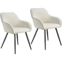 TecTake Chaise MARILYN rembourrée en velours côtelé - crème/noir, Lot de 2