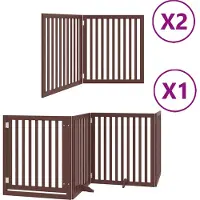 vidaXL Porte pour chien 8 pcs. avec porte Pliable Marron 640 cm Bois de peuplier