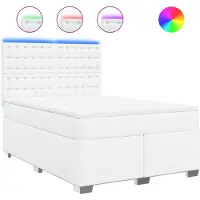 vidaXL Lit boxspring avec matelas blanc 140x190 cm similicuir