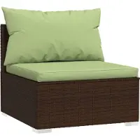 vidaXL Canapé de jardin central avec coussins Marron Poly Rattan