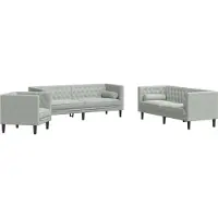 vidaXL Ensemble de 3 canapés Chesterfield avec traversins gris clair velours