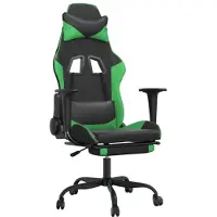 vidaXL Chaise de jeu avec repose-pieds Noir et vert Similicuir