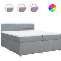 vidaXL Lit boxspring avec matelas gris clair 200x200 cm Tissu