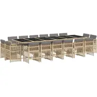 vidaXL Ensemble de jardin 17 pièces avec coussins Mélange beige Poly rotin