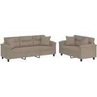vidaXL Ensemble de canapés 2 pièces avec coussins Taupe microfibre tissée
