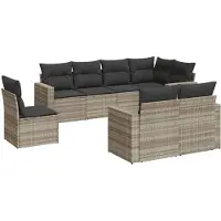 vidaXL Ensemble de jardin canapé 8 pièces avec coussins gris clair Poly rotin