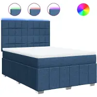 vidaXL Lit boxspring avec matelas bleu 140x200 cm Tissu