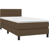 vidaXL Lit boxspring avec matelas brun foncé 90x190 cm Tissu