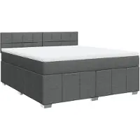 vidaXL Lit boxspring avec matelas gris foncé 180x200 cm Tissu