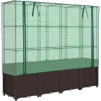 vidaXL Lit surélevé avec serre aspect rotin 160x40x153 cm