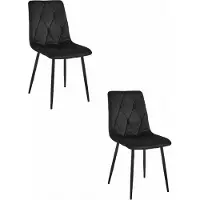 Leobert Chaise - - Libra - Velours Noir/Pieds Noirs - Lot De 2
