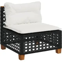 vidaXL Canapé de jardin sans accoudoirs avec coussins noir Poly rotin