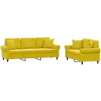 vidaXL Ensemble de canapés 2 pièces avec coussins Velours jaune