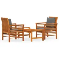 vidaXL Ensemble de salon de jardin 3 pièces avec coussins en bois massif d'acacia