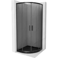 Mexen Rio paroi de douche semi-circulaire 80 x 80 cm, Noir graphite, Noir + receveur de douche plat, Noir -863-080-080-70-40-4170B