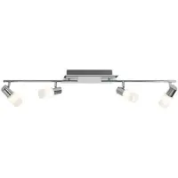 TRIO Barre d'éclairage LED Verre blanc balayé, aluminium brossé, 4-flux